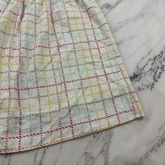 Modcloth A-Line Retro Skirt Size 18 White Rainbow Plaid Button Front Pockets - Picture 9 of 10